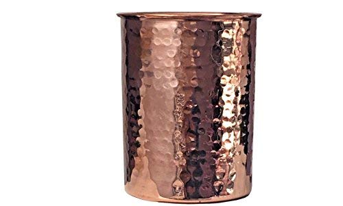 2 Copper Drinking Glasses Hammered Pure Copper (In & Out) 12 oz