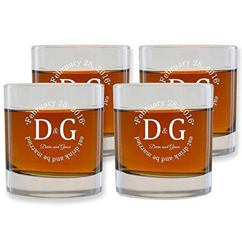 Customized Whiskey Glasses Set of 4 by Froolu EngravedScotch Nob Hill 10.25 oz. Rocks/Old Fashioned Glasses Anniv Gift