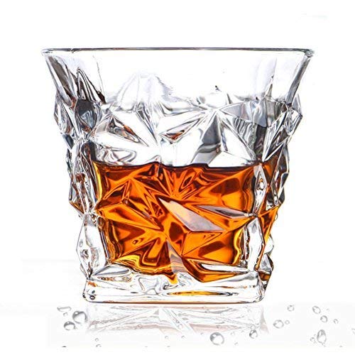 Crystal Diamond Quality Heavy Whiskey Glass Old Fashioned Glass Rocks Liquor for Scotch Cocktail Bourbon Rocks Tumbler Glass for Home Bars Set of 2, 10 Ounce