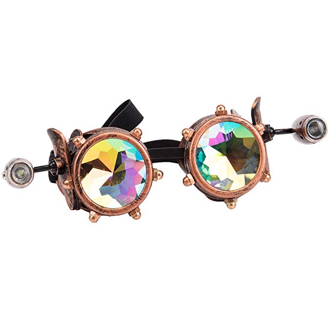 Barbed Wire Led Light Steampunk Goggles Vintage Cosplay Kaleidoscope Rave Glasses