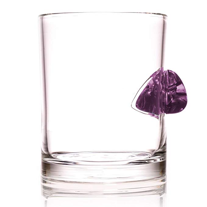 The Original Whiskey Glass Embedded with a Real Guitar Pick - Purple