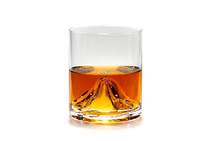 Mount Whiskey Old-Fashioned Tumbler Glass - Unique gift for Whiskey, Bourbon, Scotch lovers - Set of 2