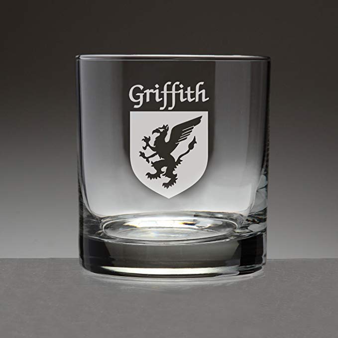 Griffith Irish Coat of Arms Tumbler Glasses - Set of 4 (Sand Etched)