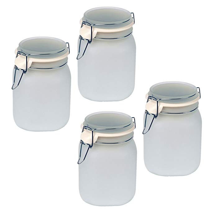 Fusion Products 16890 Outdoor Color Changing LED Solar Mason Glass Jar, 4-Pack