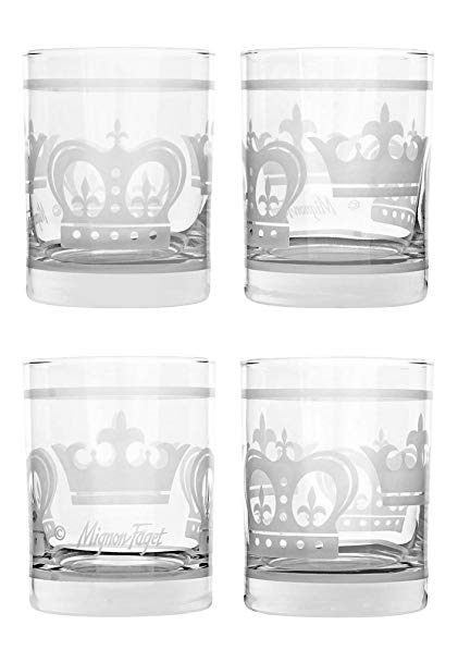 Mignon Faget Crown Double Old Fashioned Glasses, Set of 4