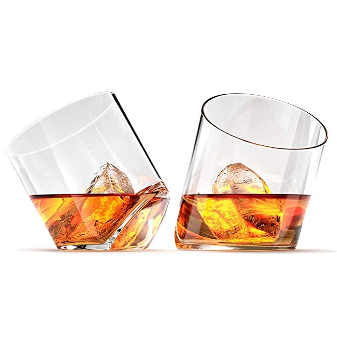 Rocker Whiskey Glasses, Scotch Glasses By Ashcroft - Set of 2. Unique, Elegant, Dishwasher Safe, Glass Liquor or Bourbon Tumblers. Ultra-Clarity Glassware.