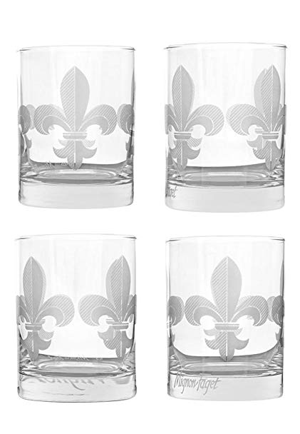 Mignon Faget Fleur de Lis Double Old Fashioned Glasses, Set of 4