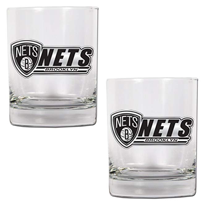 NBA Brooklyn Nets Two Piece Rocks Glass Set