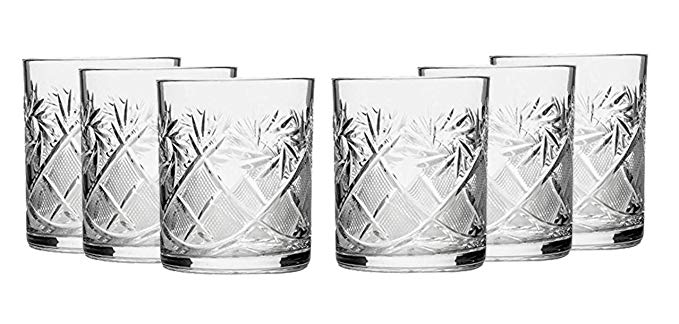 Russian Cut Crystal Scotch Whiskey Vodka Rocks Glasses Old Fashioned Vintage