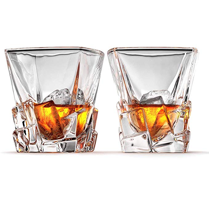 Ashcroft Set of 2 Unique Whiskey Glasses - Iceberg Collection - Scotch, Liquor or Bourbon Tumblers, Ultra-Clarity Glassware, Elegant, and Dishwasher Safe