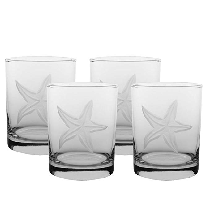 Rolf Glass 400006S/4 Starfish Double Old Fashioned, Clear