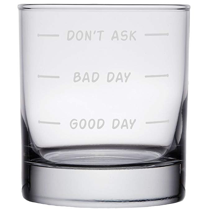 Shop4Ever Don't Ask - Bad Day - Good Day Laser Engraved Rock Glass (10.25 oz, Rock)