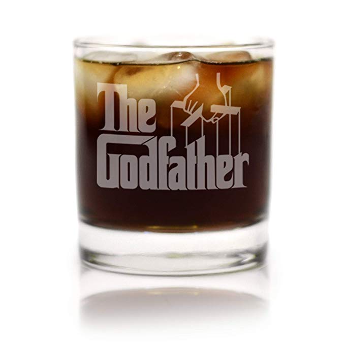 Movies on Glass - The Godfather Movie Engraved Logo Whiskey Glass 11 Ounces