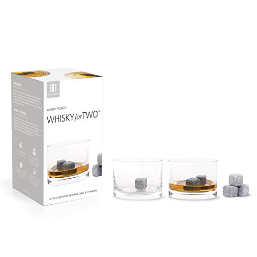 Whisky For Two – Original Whisky Stones (Set of 6) & Whisky Glasses (Set of 2) By Teroforma