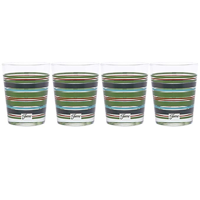 Fiesta Slate Stripe 14-Ounce Tapered DOF Double Old Fashioned Glass (Set of 4)