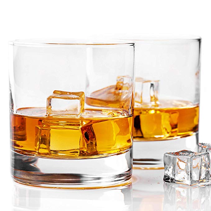 Taylor'd Milestones Whiskey Glass, Premium 10 oz Scotch Glasses, Set of 2 Rocks Style Glassware for Bourbon and Old Fashioned Cocktails