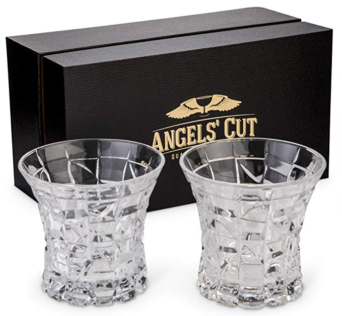 Regal Whiskey Glasses Set of 2 by Angels’ Cut. Two, Whisky, Bourbon, Scotch Rocks Glasses. Dishwasher Safe, Lead-Free, Gift Set Glassware. Elegant Glass Tumblers for Alcohol.