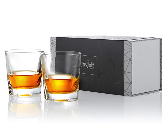 JoyJolt Carina Crystal Whiskey Glasses, Old Fashioned Whiskey Glass 8.4 Ounce, Ultra Clear Crystal Scotch Glass for Bourbon and Liquor Set Of 2 non-leaded crystal Glassware