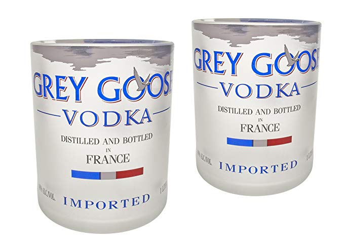 Grey Goose Bottle Upcycled Glass Tumbler set of 2