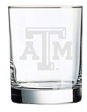 Texas A&M Aggies Deep Etched Double Old Fashion Glass