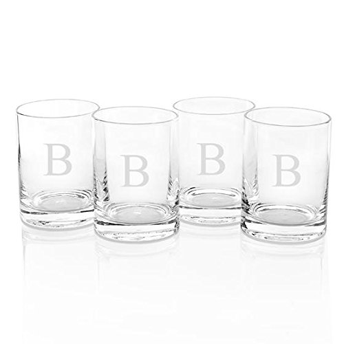 Monogram Double Old Fashioned Glasses Set Of 4, 14OZ, B