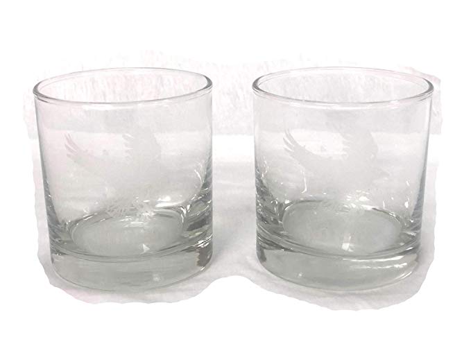 2 Custom Engraved / Etched Old Fashioned Whiskey Rocks Glasses Set