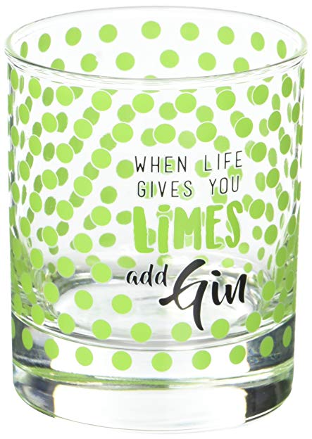 Livin' on the Wedge Limes or Lemons When Life Gives You Limes Add Gin Green Polka Dot Whiskey Glass, 10 oz, Green