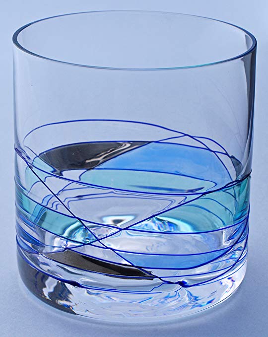 ART ESCUDELLERS Whisky Glass AQUAMARINA, Unique Glass of Artisanal Production, Manufactured with Blown Glass Technique and Handpainted. 3,35